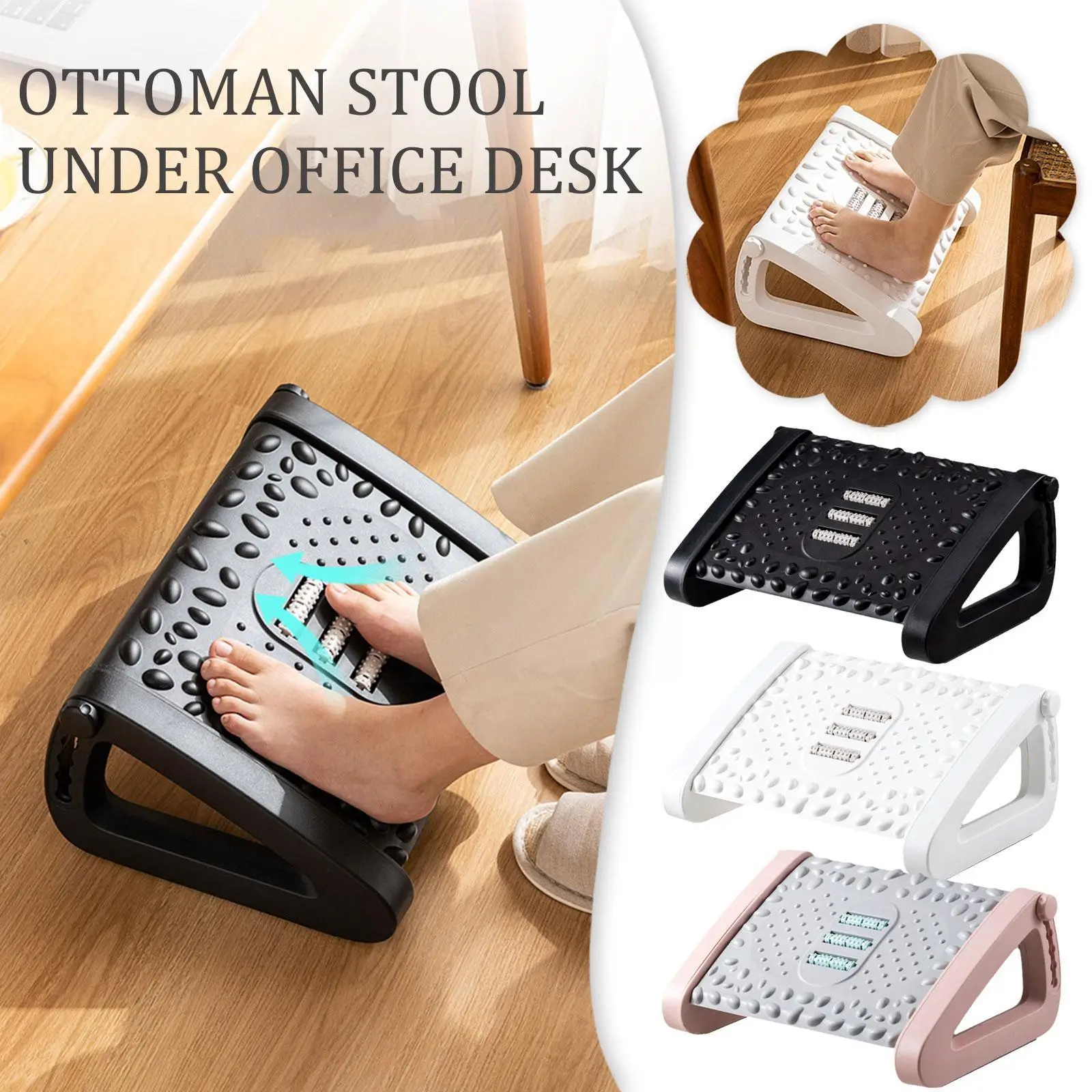 

Relief Foot Rest Solemassage Comfort Adjustable Footrest For Under Desk Office Footrest Massage Rollers Work Footrests F0e2