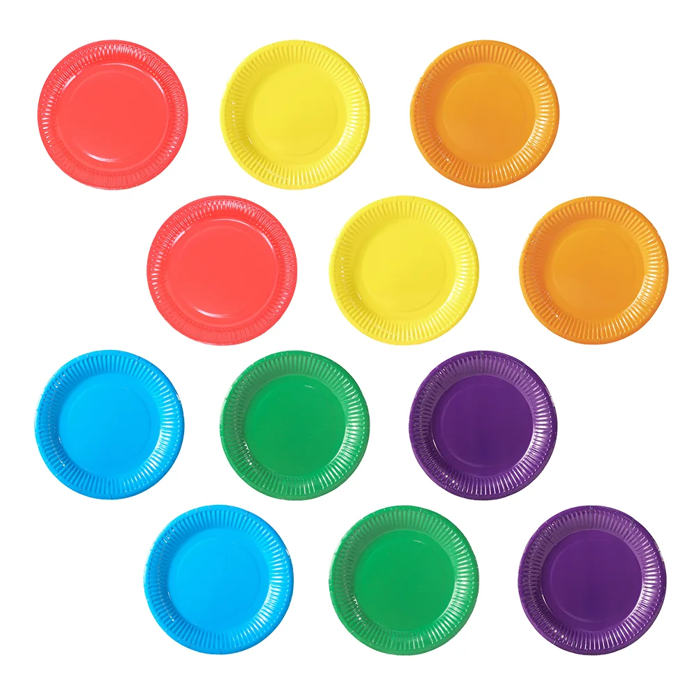 

Plates Paper Party Dessert Cake Traybirthday Plate Multicolor Lunch Supplies Set Dinnerware Colored Round Wedding Dinner Baby