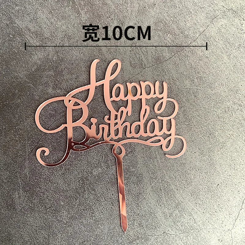 1PC Promotional Acrylic Silver Gold Rose Happy Birthday Cake Toppers For Kids Womens Party Decorations Baby Shower - купить по