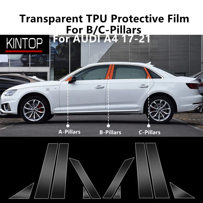 

For AUDI A4 17-21 B/C-Pillars Transparent TPU Protective Film Anti-scratch Repair Film Accessories Refit