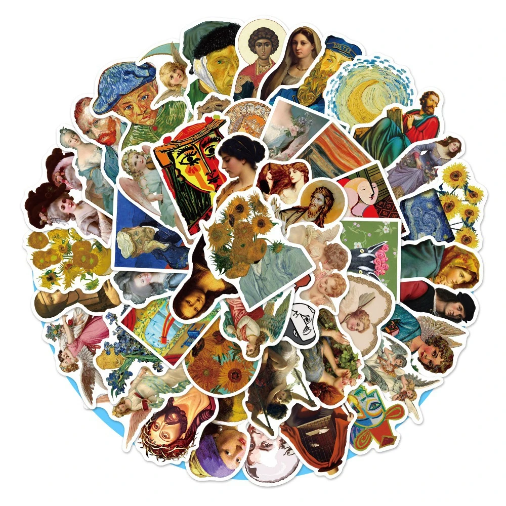 10/30/50/PCS Artist Oil Painting Literary Sticker Mona Lisa Suitcase Mobile Phone Water Cup Car Graffiti Wholesale