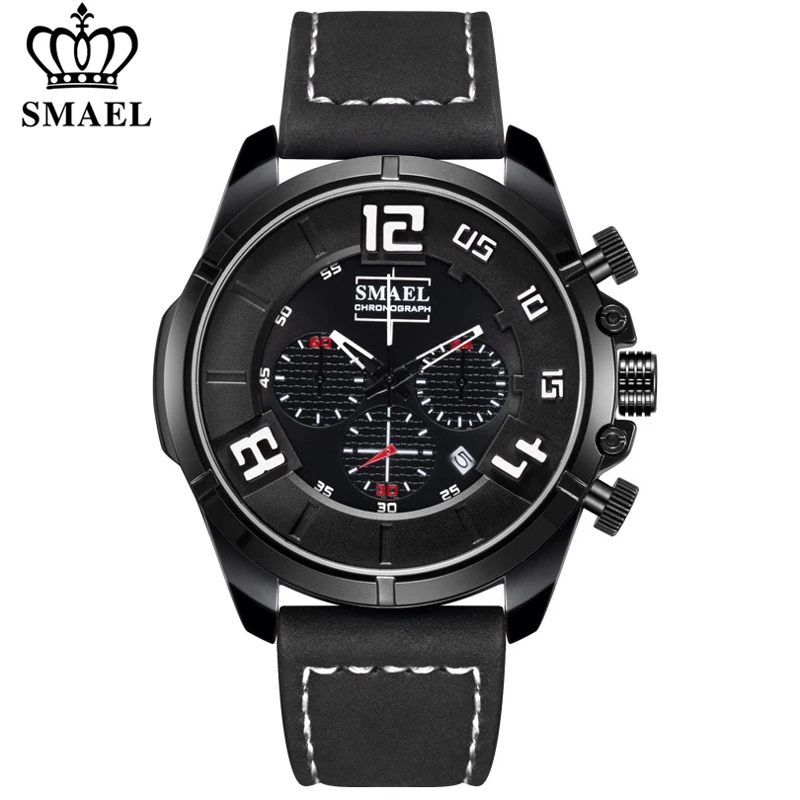 

Часы мужские кварцевые с хронографом и кожаным ремешком