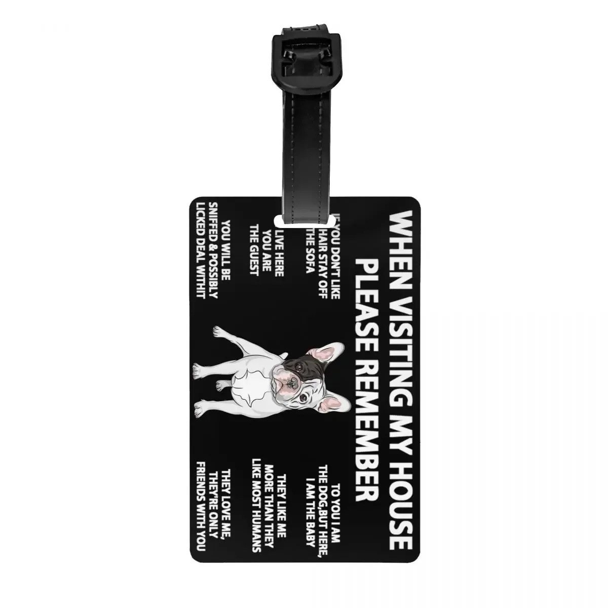 

Custom French Bulldog Luggage Tag With Name Card Frenchie Dog Privacy Cover ID Label for Travel Bag Suitcase