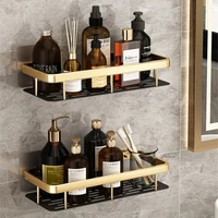 Bathroom Shelves Luxury No-drill Corner Shelf Shower Storage Rack Golden Drain Rack Toilet Organizer Bathroom Accessories