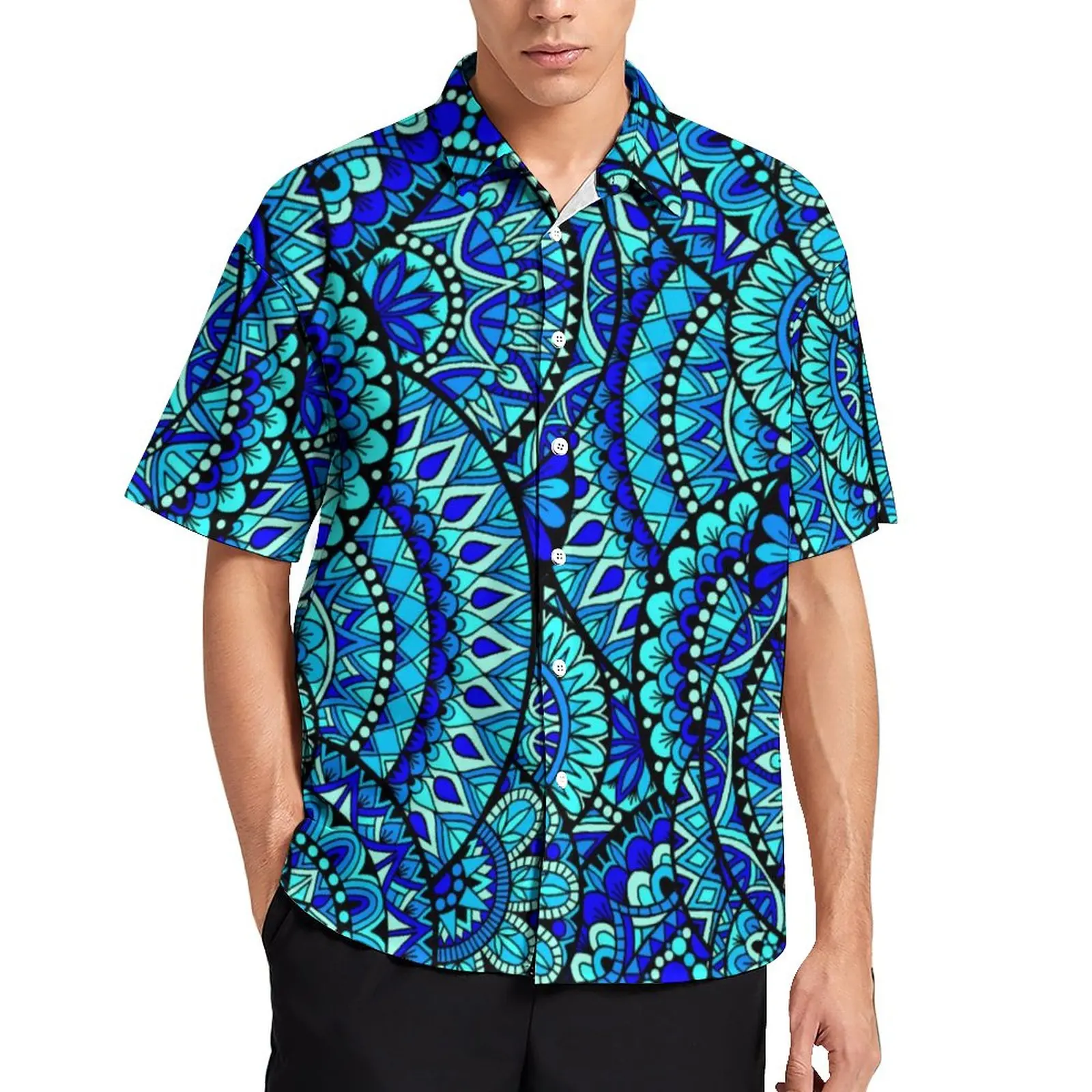 

Ocean Mandala Loose Shirt Man Vacation Retro Floral Print Casual Shirts Hawaiian Graphic Short Sleeve Trending Oversized Blouses