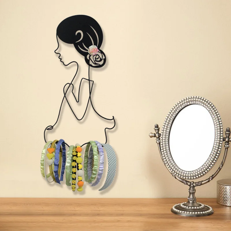 

1pc New Creative Girl Figure Metal Frame Storage Rack Wall Hanging Craft Crafts Iron Home Decoration