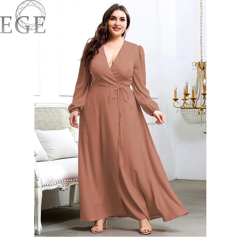 Plus Size High Quality Women V Neck and Elegant Woman Evening Luxury 6xl 7xl Plus Size Mother Of The Bride Chiffon Dress