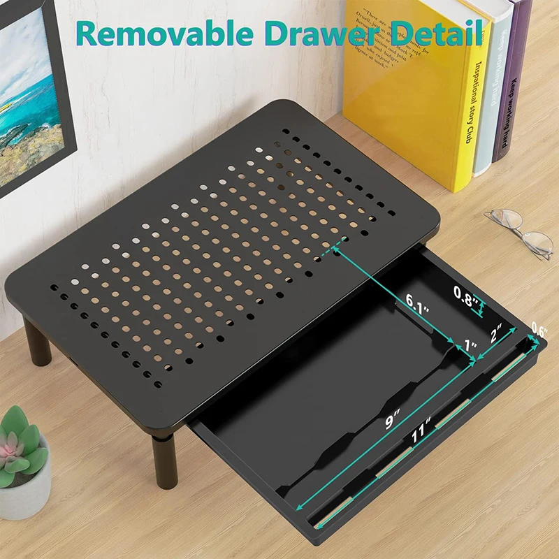 Подставка для монитора с ящиком компьютерный столик хранения регулируемая