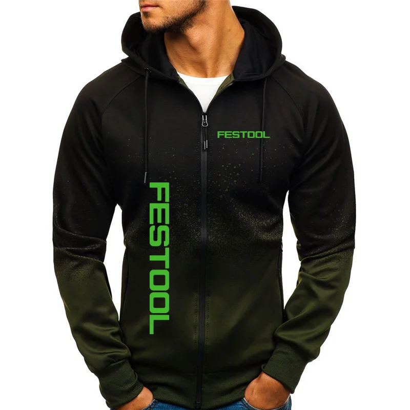 

Festool Tools Men’s New Spring And Autumn Jackets Print Casual Hip Hop Harajuku Gradient Color Sweatshirts Zip Hoodies Clothing