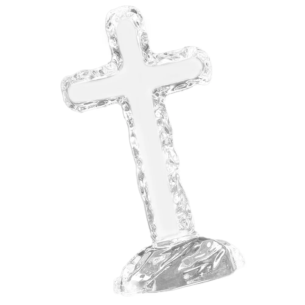 

Cross Shaped Adornment Crystal Craft Based Ornament Standing Table White Decor Car Glass Figurines