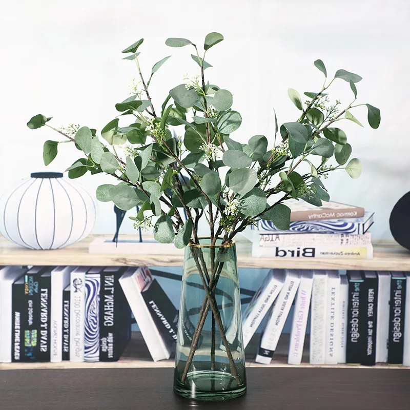 Ветка из искусственных листьев Ретро зеленый шелковый лист эвкалипта для