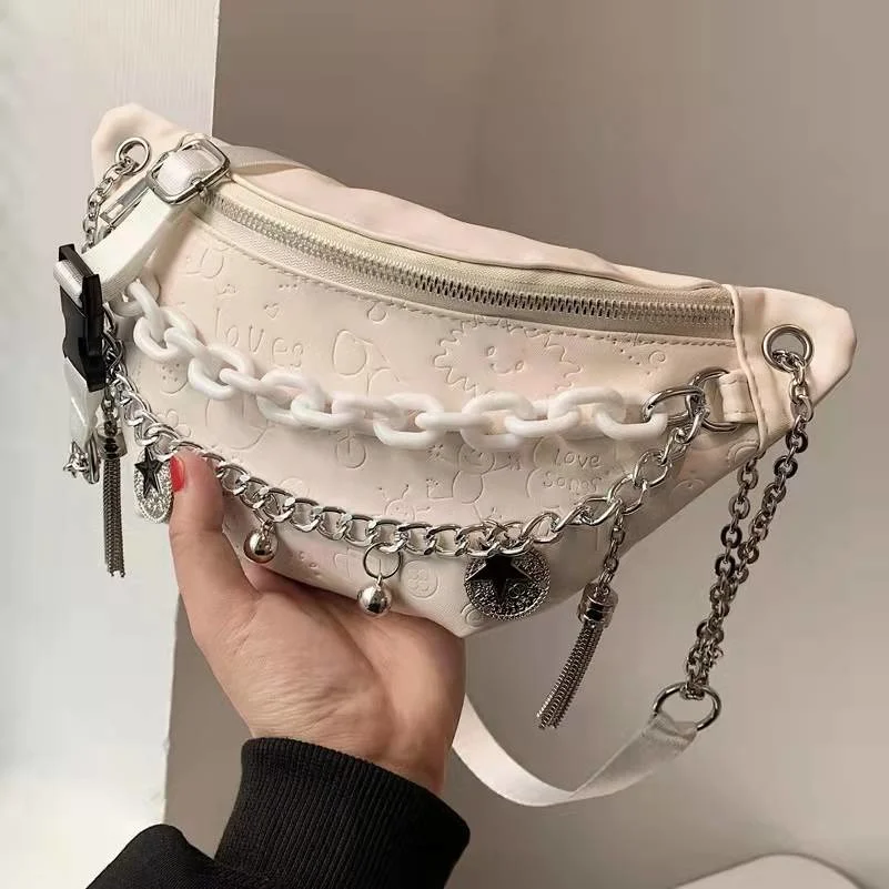 

Роскошная женская сумка в западном стиле, однотонная поясная сумочка на цепочке, мессенджер на одно плечо