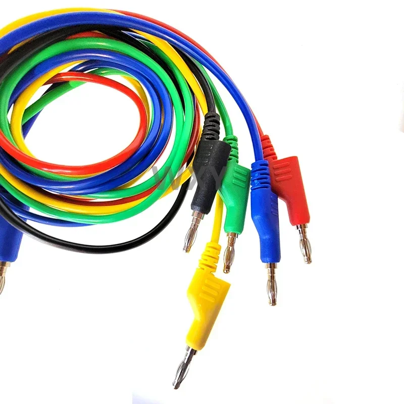 Cleqee P1036 5 шт. 4 мм медный штекер типа банан тестовые провода для мультиметра - 100 см