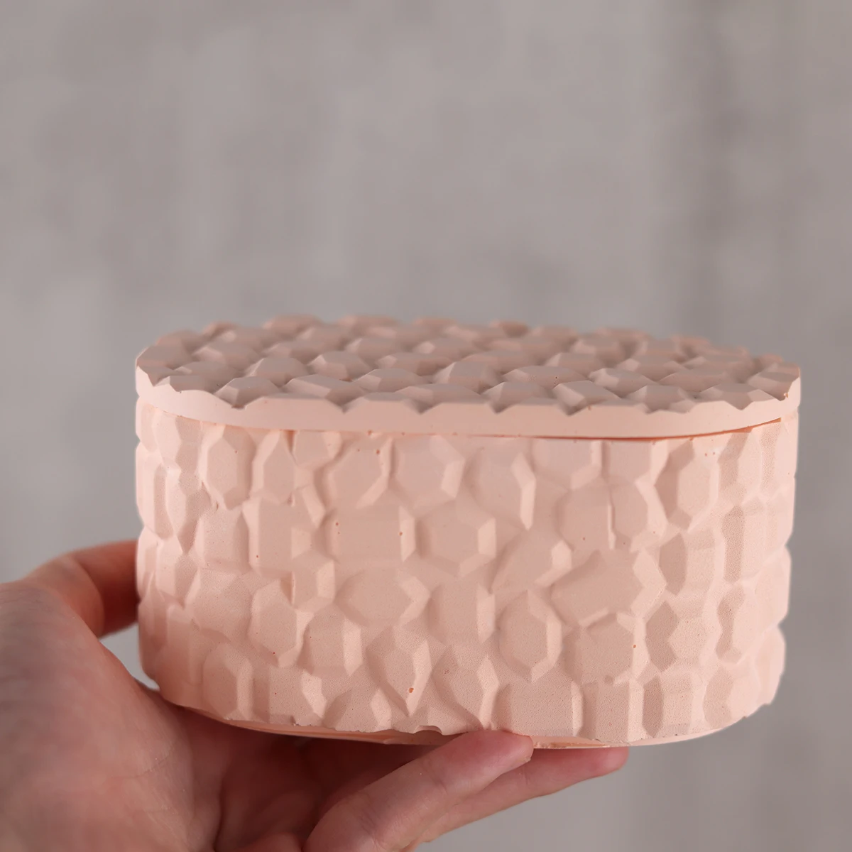 

Concrete Diamond Candle Jar Silicone Mold DIY Oval Storage Box Making Plaster Epoxy Resin Casting Molds Home Crafts Decor