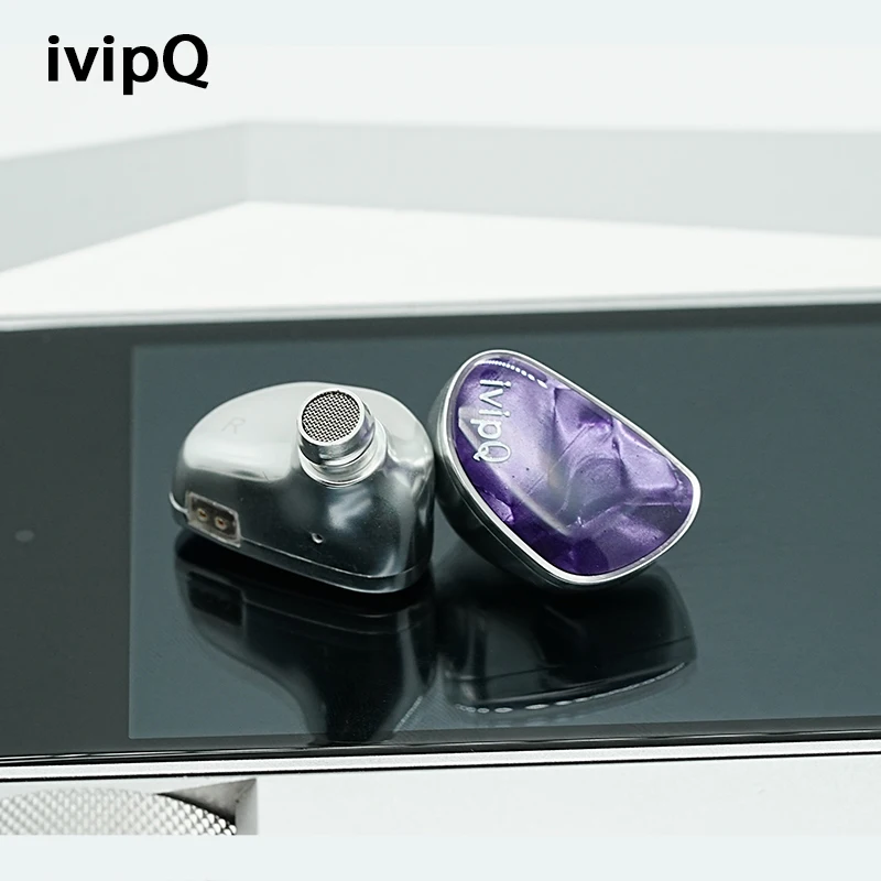 Фото Наушники-вкладыши ivipQ IQ-15 Purple Haze Fairy с фиолетовой и золотой диафрагмой, динамический драйвер IEM с 4,4 мм, 2 контакта для аудиофилов, музыкантов №5