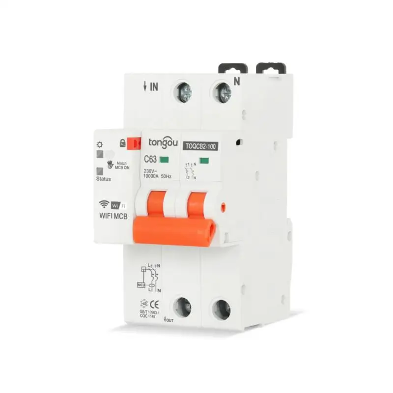 

WIFI 2p Measurement Circuit Breaker TUYA 63A Breaker Smart Life Timer Remote Control Wireless Automatic MCB Reclosing Switch