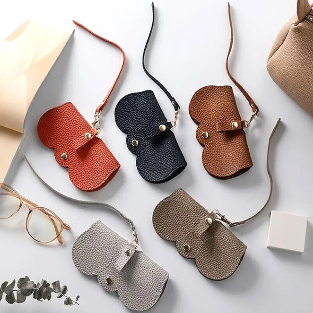 

Soft PU Leather Eyeglasses Sunglasses Reading Glasses Case Pouch Storage Bag Portable Anti Pressure Simplicity Snap Hanging Bag