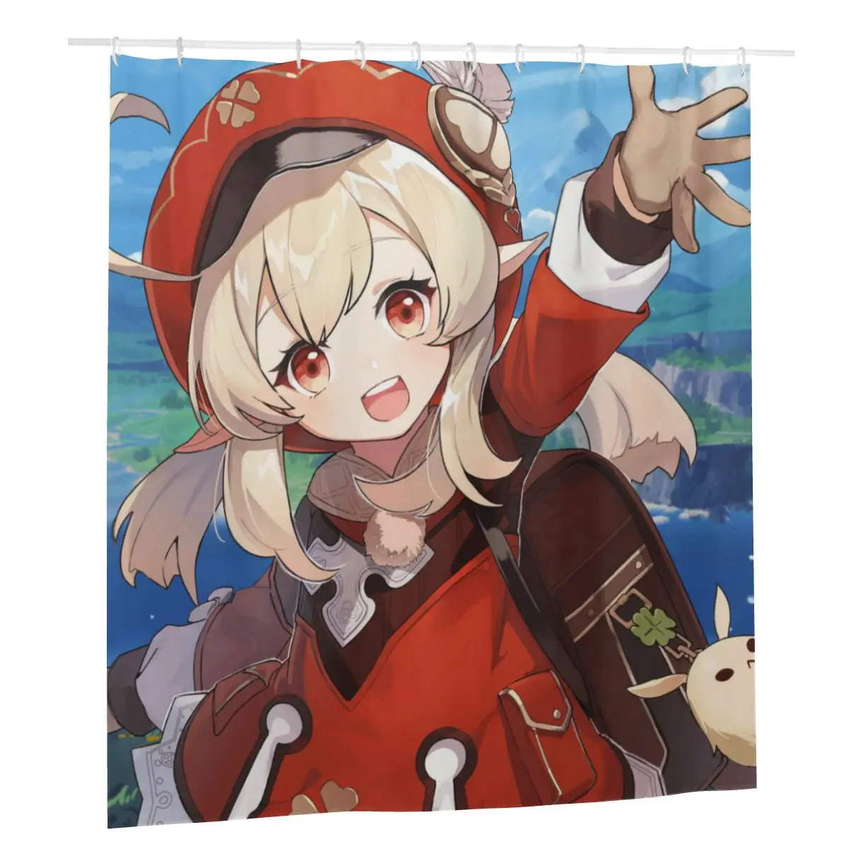 

Genshin Impact Anime Shower Curtain Cute Klee Bathroom Polyester Waterproof Multi-size Bath Curtain with Hooks