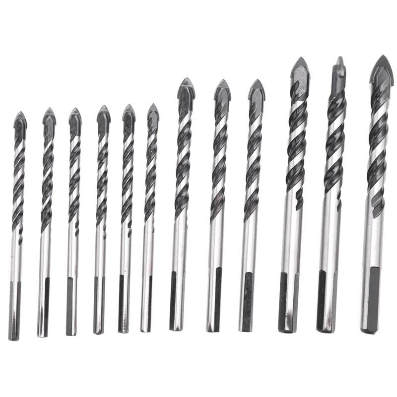 

Retail 12Pcs Multi Purpose Carbide Tip Drill Bit Set Special Pear Head Drill Bits For Tile, Concrete, Brick, Glass, Ceramic, Pla
