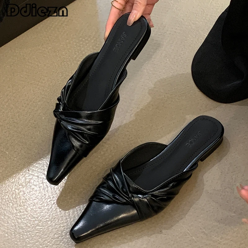 

Женские мюли, летние шлепанцы с острым носком