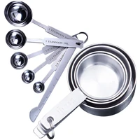 stainless steel measuring spoon measuring cup kitchen seasoning baking 6 piece set scale with clip coffee measuring spoon