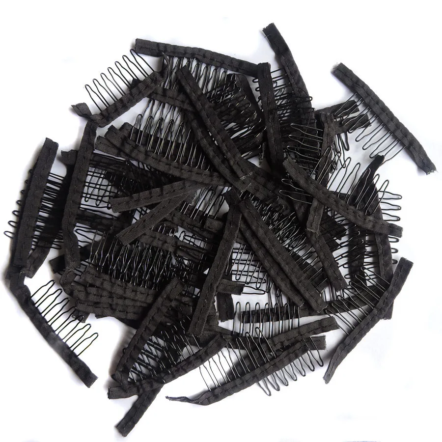 500-1000Pcs/Lot Black Beige Brown Color 7Teeth Wig Lace Combs Hair Extension Clips for Wigs Lace Cap and Hair Wig Accessories