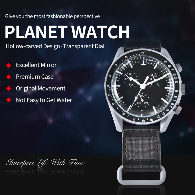 

New Fashion Explore Planet Couple Watch Nylon Strap Lady Mercury Moon Watches Dial Quartz Men Watch with Original Box