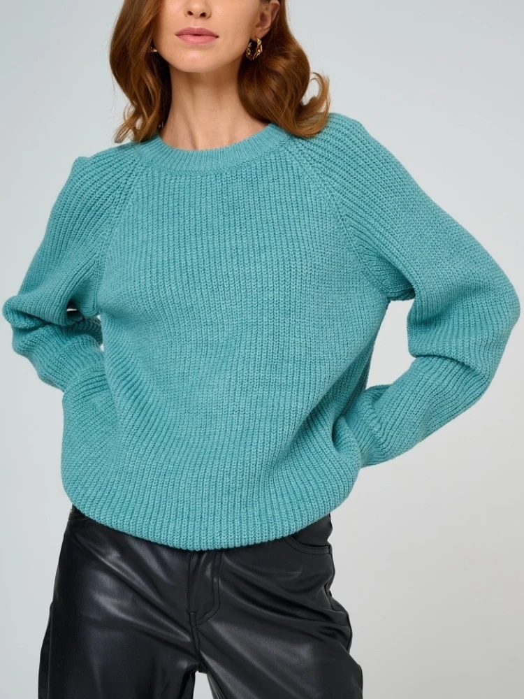 

Pink Sweater Thick Warm O-Neck Solid Long Sleeve Pullovers Everyday All-match Crochet Top Autumn and Winter Loose Thick Sweaters