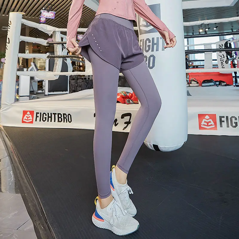 Women High Waist Tummy Yoga Pants Stretchy Fitness Training Jogging Sports Leggings Female 2 in 1 Gym Workout Running Tights