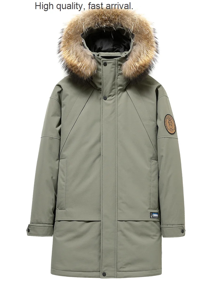 

Winter Autumn and New Men plus-Sized Big Fur Collar Fashion Business Casual Hooded down Jacket Trench Coat