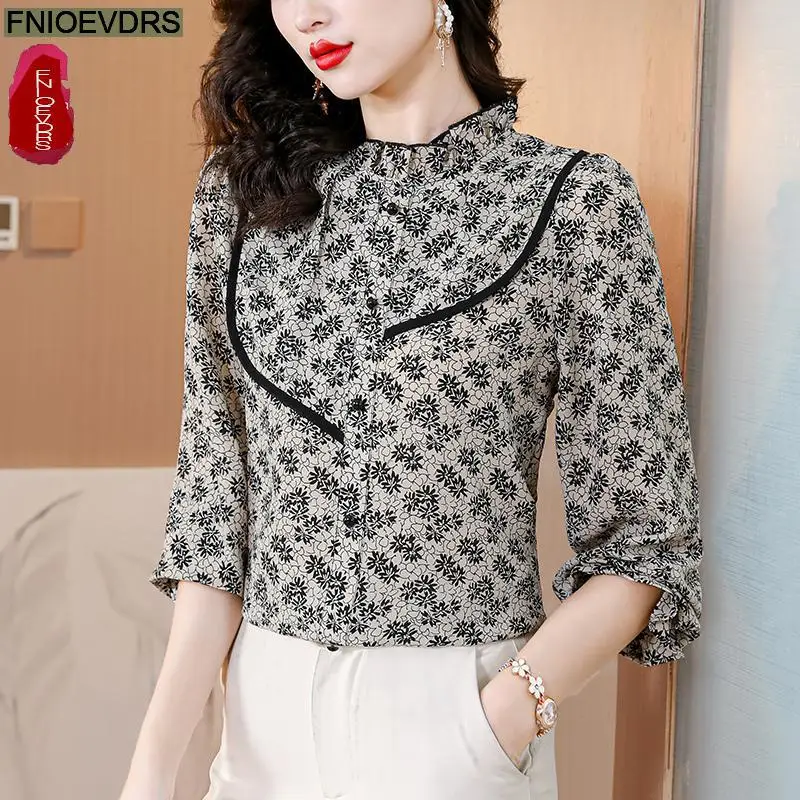 Женская Офисная рубашка в стиле ретро базовая одежда для работы на пуговицах с