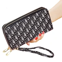 new women wallets double zippers clutch bag fashion flower wallet money bag card holder mobile phone bag