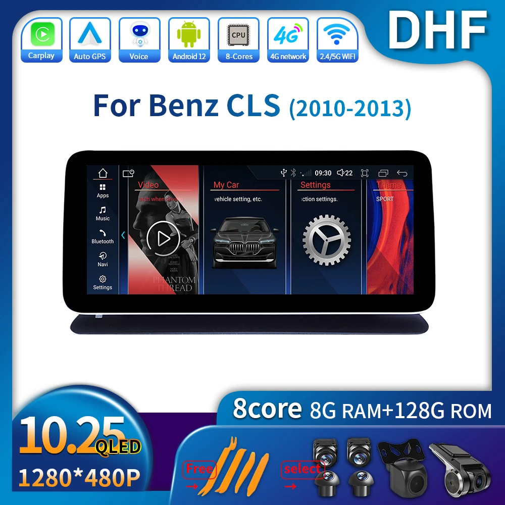 

10.25 Inch Android12 Touch Screen For Mercedes Benz CLS 2010 -2013 Carplay Wireless Car Accessories Multimedia Player Autoradio