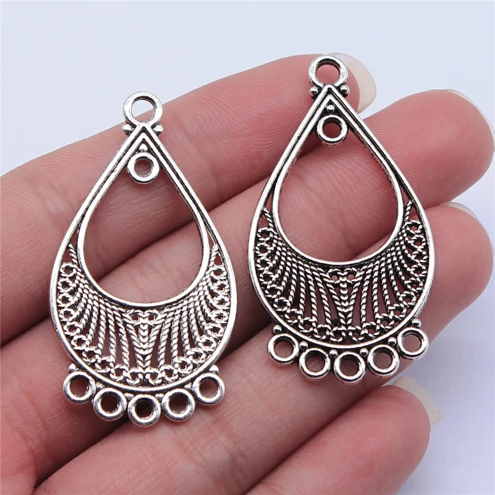 

10pcs 46x25mm Antique Silver Color Water Drop Earring Connector For Earring Making For Jewelry Making B15225