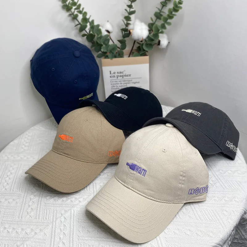 

Korean soft top hat men's and women's large head circumference baseball cap shows small face, washed pure cotton sunscreen hat