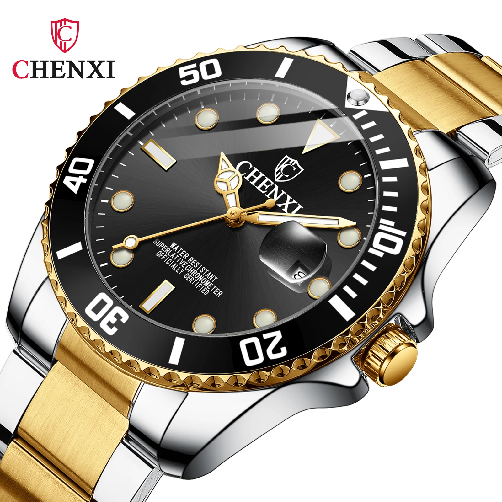 

CHENXI Luxury Brand Waterproof Outdoor Men's Business Clock Stainless Steel Luminous Calendar Quartz Watch Relogio Masculino