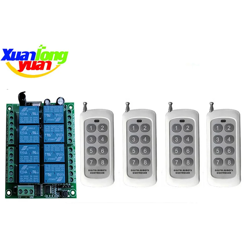 DC12V 24V 8CH 8 CH RF Remote Control Circuit Universal Wireless Switch 433 MHz Relay Receiver and Smart Transmitter For garage
