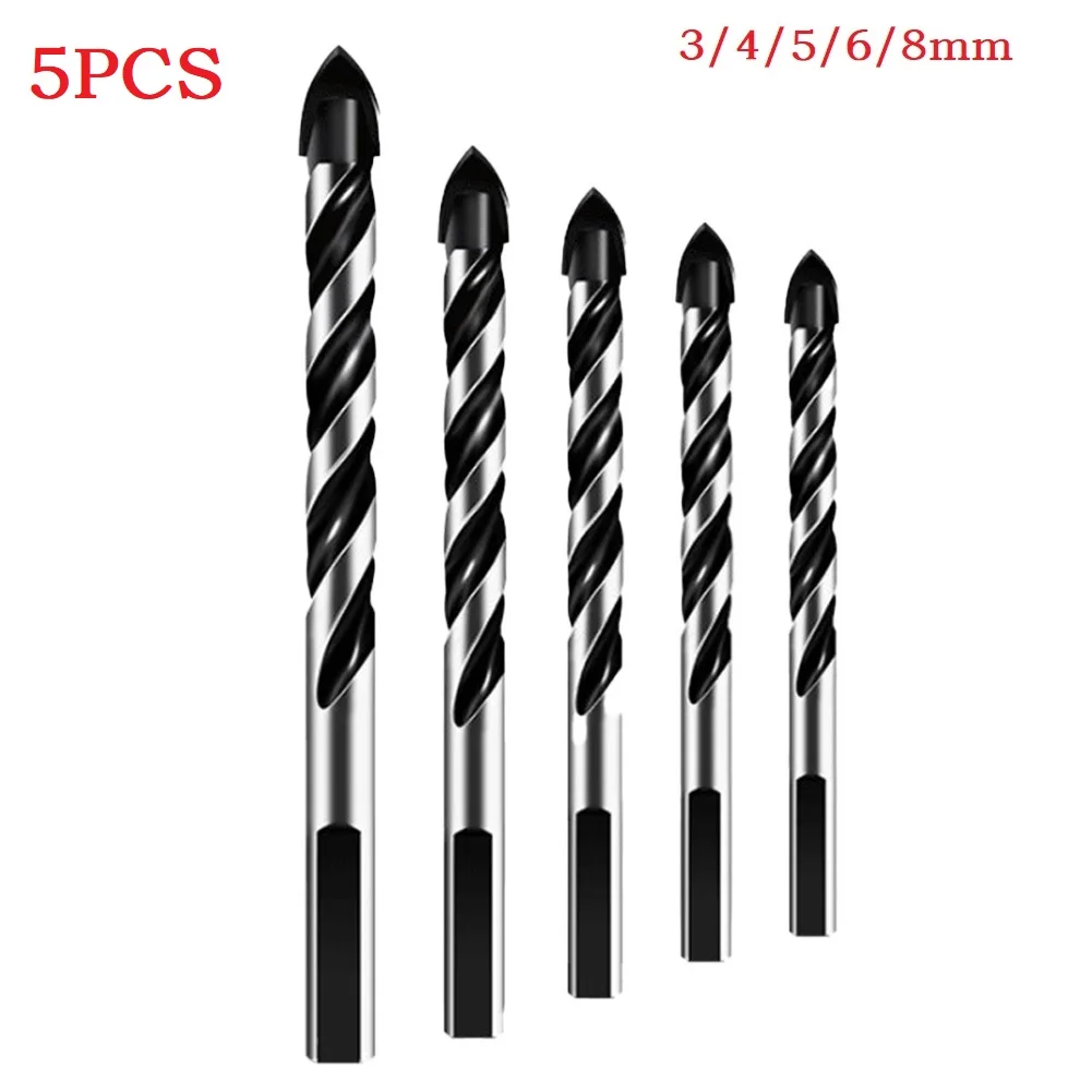 

5pcs Triangular Tungsten Carbide Drill Bit For Porcelain Concrete Glass Drilling 3/4/5/6/8mm Drill Bits Woodworking Tools