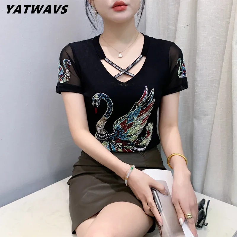 YATWAVS Женские футболки из полиэстера и спандекса