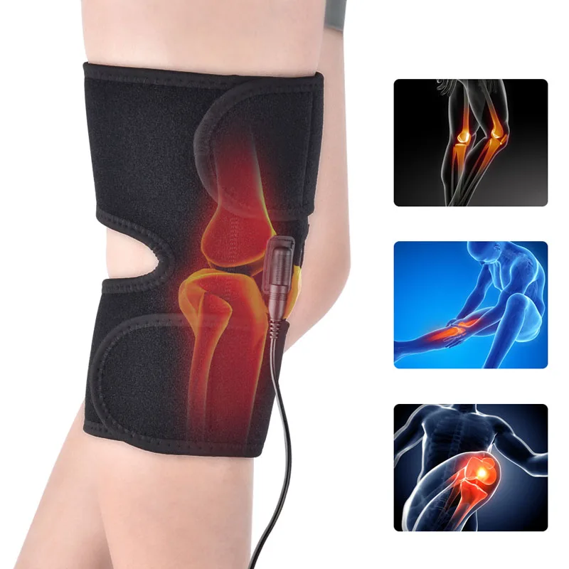 

Infrared Heated Knee Brace Knee Heating Pad Wrap Support Massager Injury Cramps Therapy Joint Pain Relief relieving Foot Care
