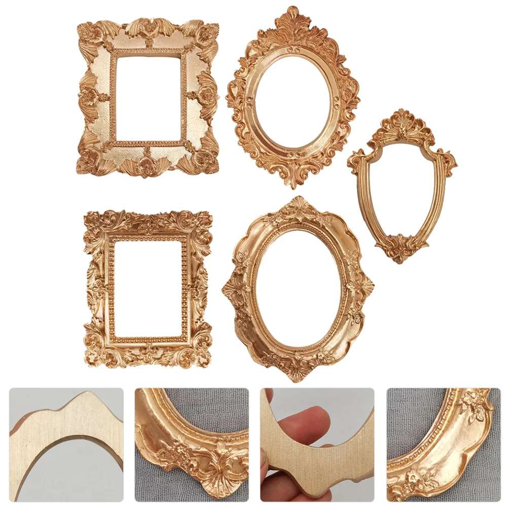

2 Pcs Small Golden Photo Frame Vintage Home Decor Desktop Picture Frame Props Wedding Picture Frame Resin Rustic Picture Frames