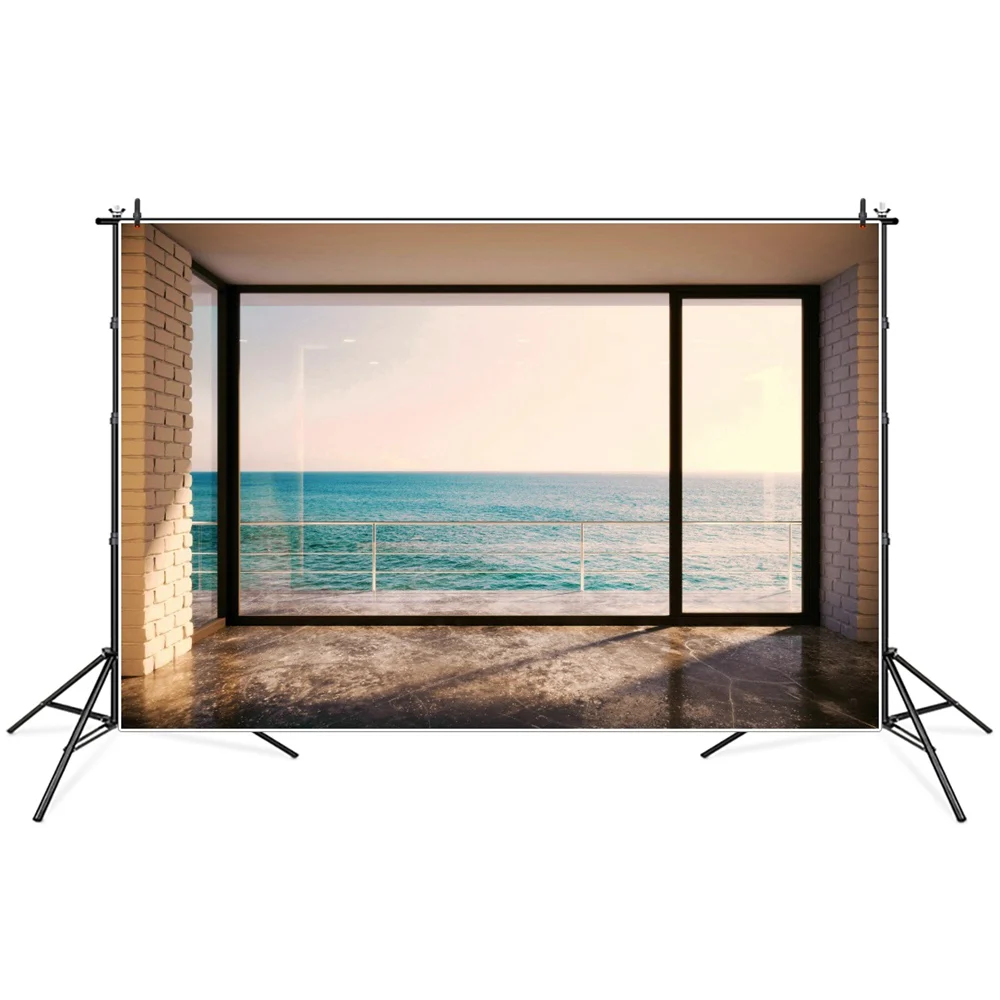 

Old Seascape House French Window View Scene Photography Background Photozone Photocall Photographic Backdrops For Photo Studio