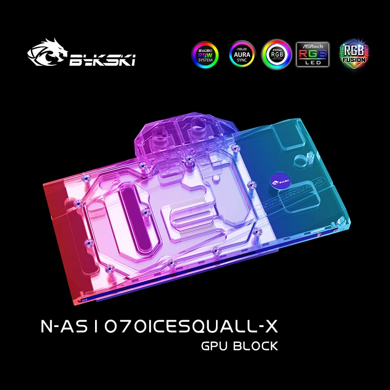 Bykski N-AS1070ICESQUALL-X Full Cover Graphics Card Water Cooling Block For Asus GTX1060 O3G/O6G GTX1070 O8G/O8G-SI/O8G-Gaming - купить по