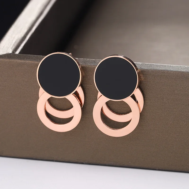 

Korea New Geometric Circle Black Stud Earring High Quality Needle Classic Jewellery Earrings for Women Student Accessories Gifts