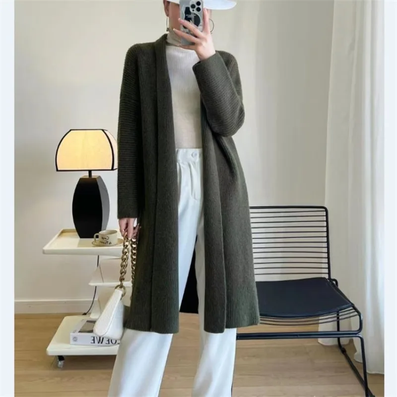 

Sweater Women's Loose Coat Autumn and Winter Thick Cardigan Mid length Slouchy Knitted Coat