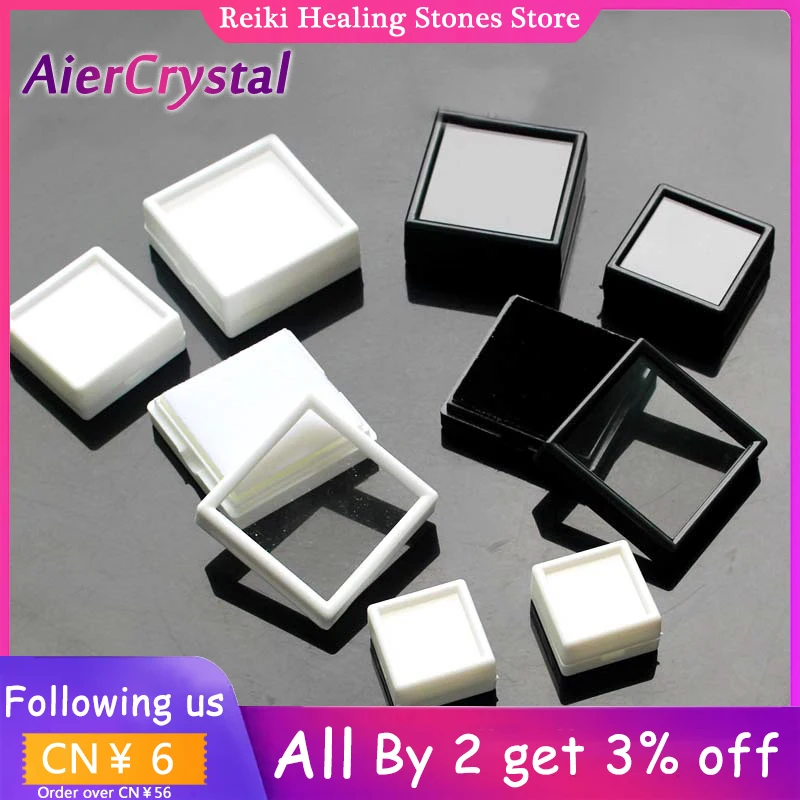 

Hot Sale Black and White 3x3 Gem Box Diamond Exquisite Display Case Plastic Convenient Storage Organizer Wholesale Crystals Gift