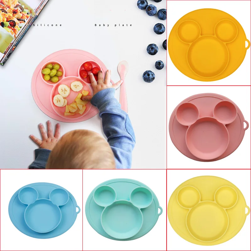 

Suction Cup Baby Feeding Plate BPA Free Silicone Children's Dishes Toddler Training Bowls Safety Kids Self Eating Tableware Set