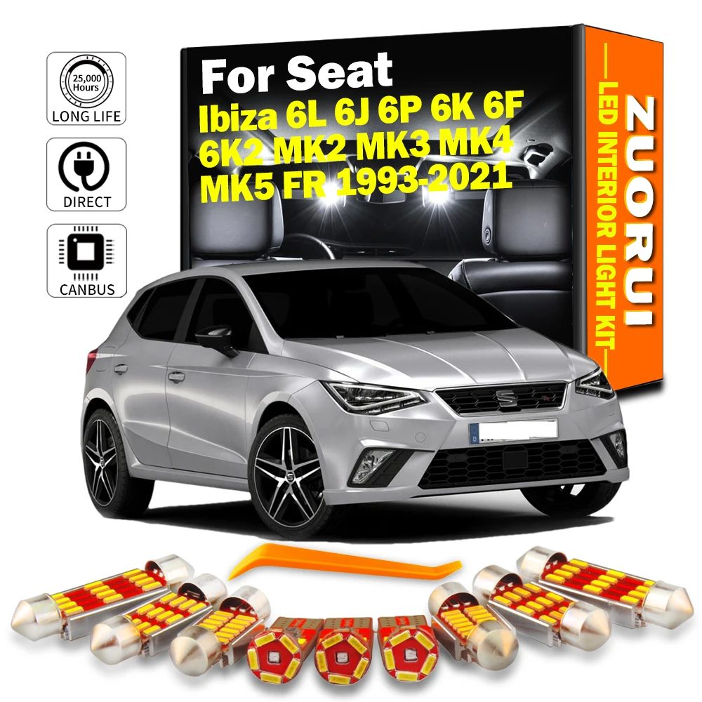 

ZUORUI Canbus Car LED Interior Dome Light Kit For Seat Ibiza 6L 6J 6P 6K 6F 6K2 MK2 MK3 MK4 MK5 FR 1993-2019 2020 2021 Led Bulbs
