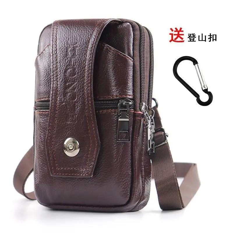 

Men's Women Genuine Leather Mobile Phone Bag Multifunctional Retro Messenger Anti-waist Bags Large Capacity Fashion Shoulder Bag