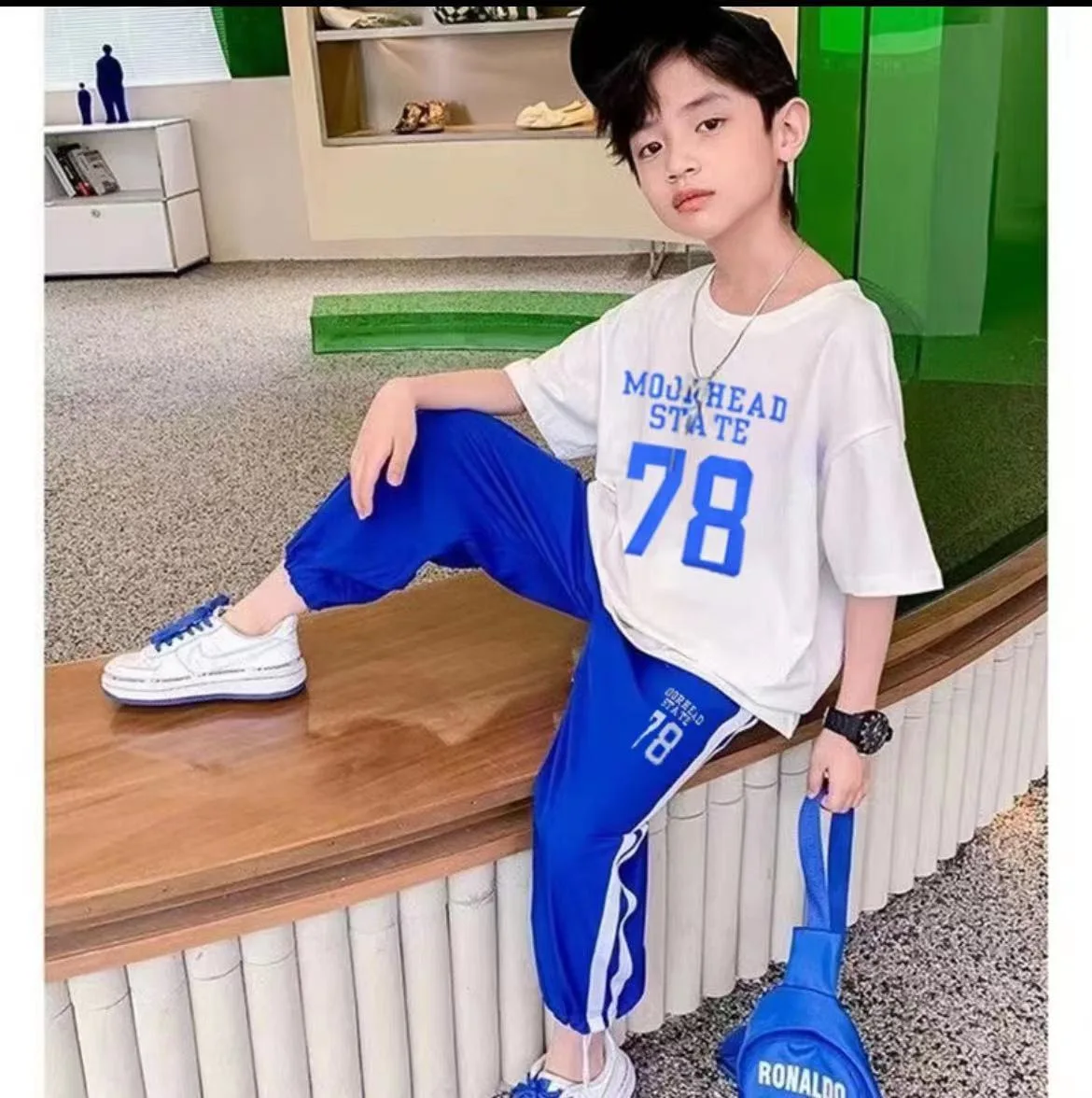 

Children's Junior Summer Sports Suit Boys' Letter Print T-shirt Girls' Harlem Pants 2-Piece Korean Comfortable Clothes 3-12Y